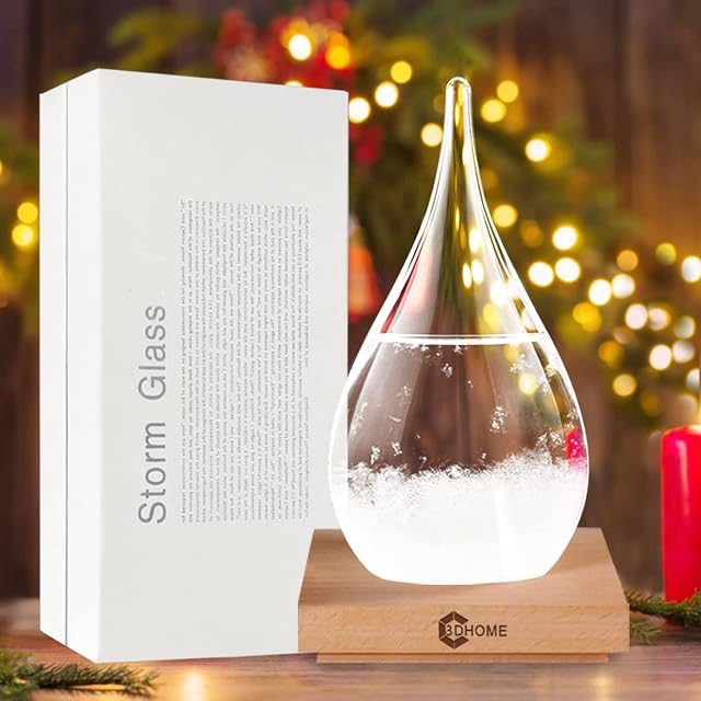 Valentines Gifts for Her Him, Storm Glass Water Drop Glass Barometer Weather Forecast Bottle Weather Station, Home and Office Decoration Snow Globe, Weather Gift