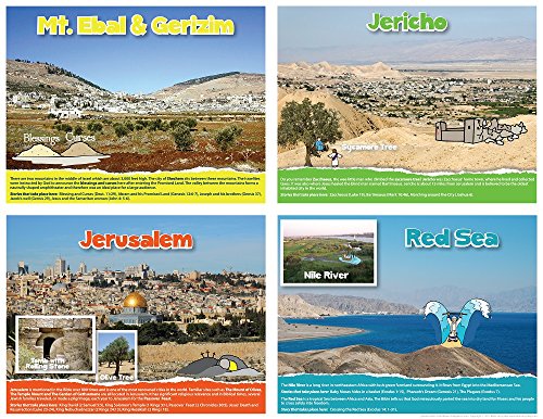 Bible Story Places Posters, Set Of 12 – For Sunday School Or Bible Lessons - Jerusalem, Bethlehem, Jericho, Dead Sea, Mt. Sinai, Joppa, Faith Artwork Teaching Gods Word #TOP4
