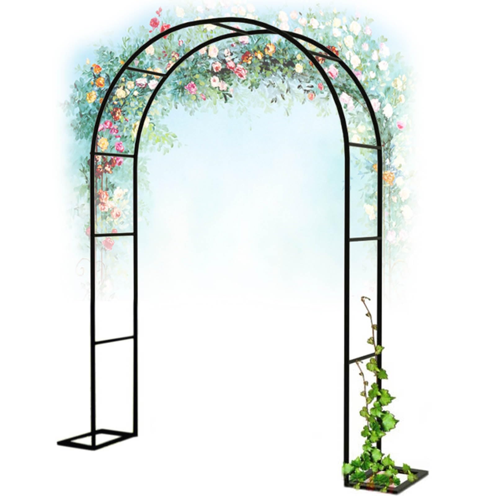 Metal Garden Arch Heavy Duty Rose Arches Arbor Trellis For Climbing Plants Wide 120cm 140cm 160cm 180cm 200cm 240cm 280cm 350cm Rose Arch Decoration Wedding Archway, Weather-Resistant ( Color : Black