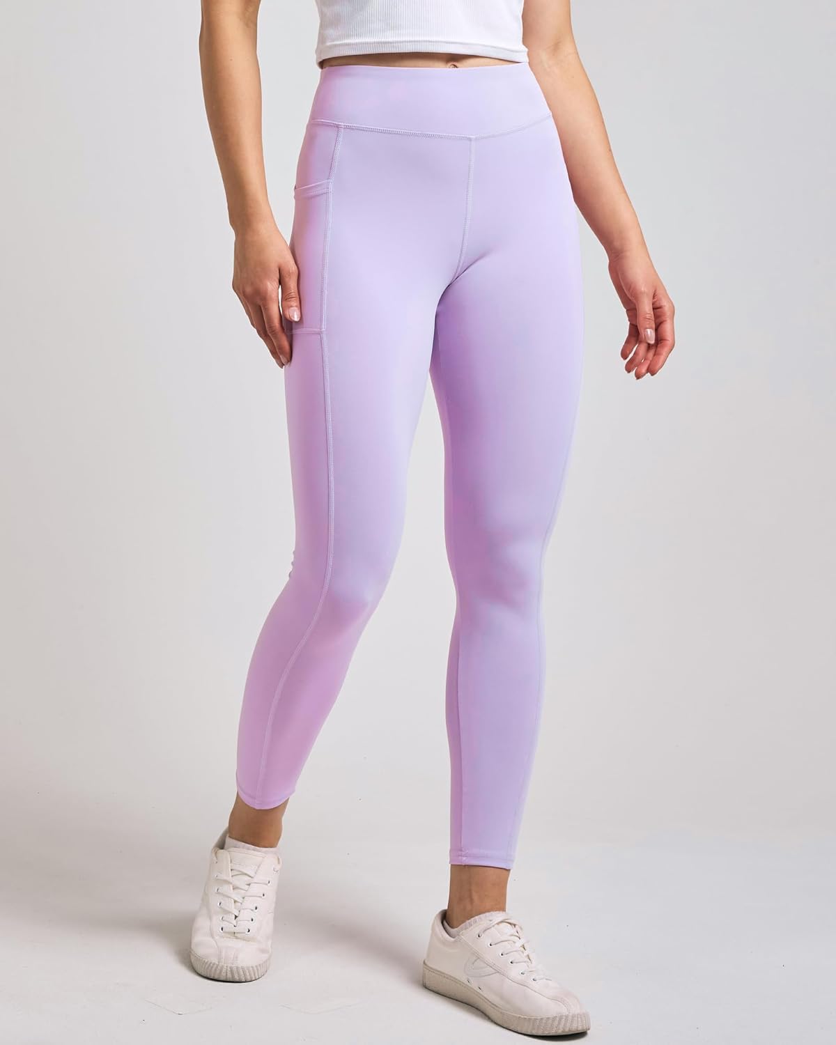 Real Essentials 4-Pack: Women's Full Length Fitted Athletic Yoga Performance Leggings with Pockets (Available in Plus Size)