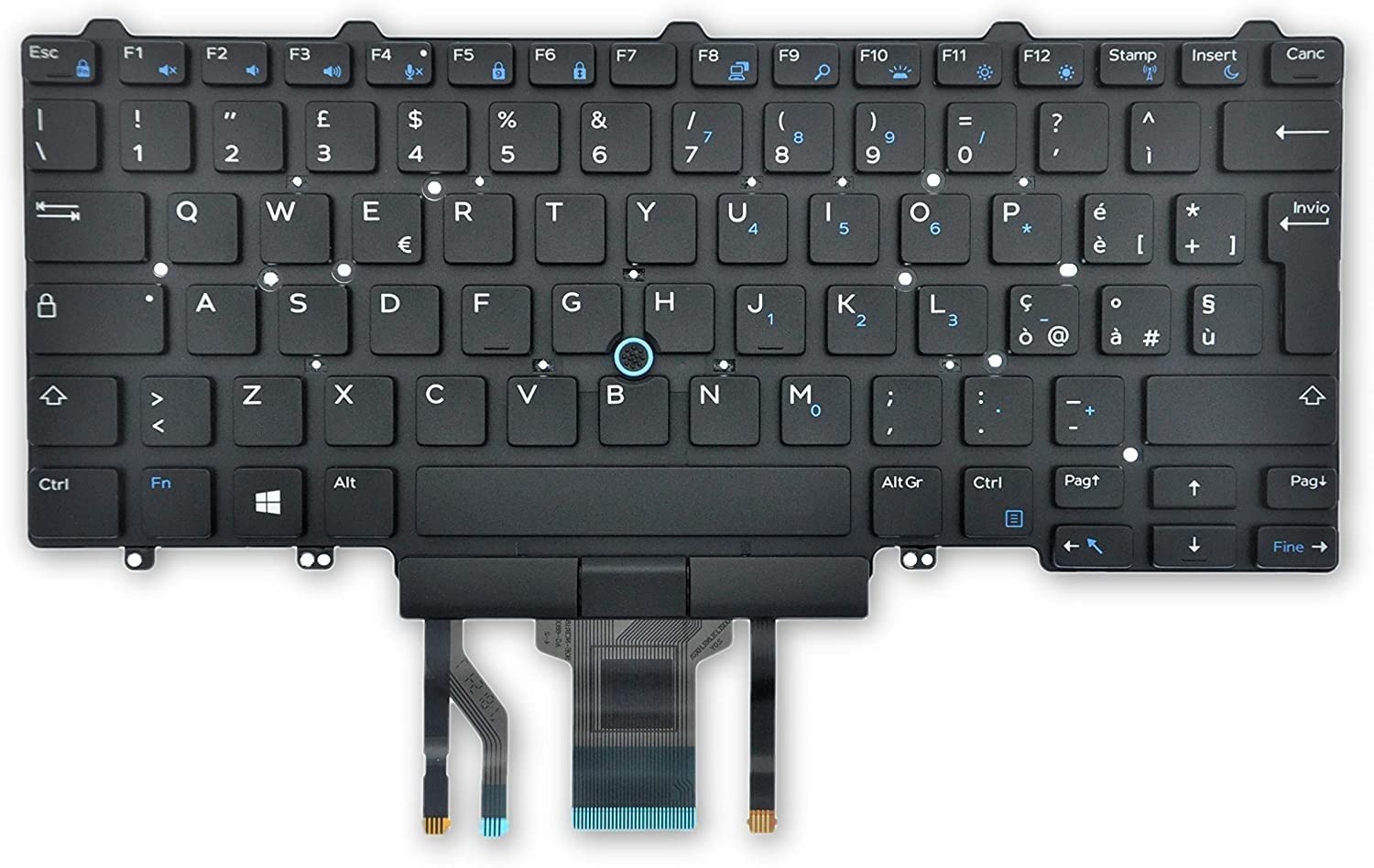 Tastiera Italiana Retroilluminata per Dell Latitude 14 5491 7480 7490 Trackpoint