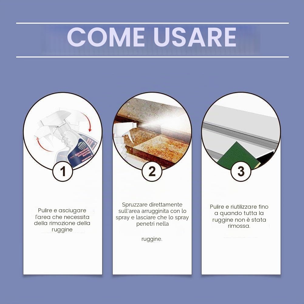 Rimozione della ruggine per metalli pesanti, 240 ml per acciaio e ferro, antiruggine altamente concentrato, spray anti-rus-t, spray multifunzionale per rimozione Rus-t, per vari metalli antiruggine