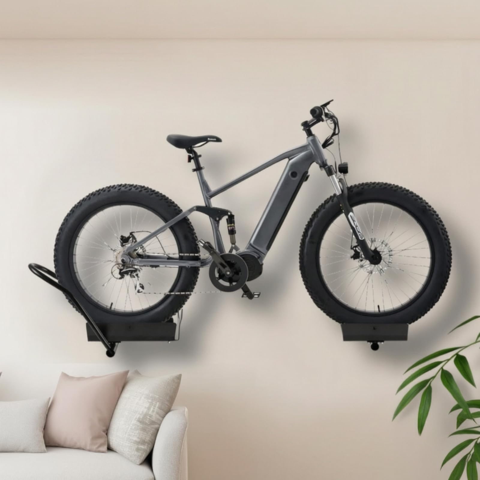 TISHITA Supporto Esposizione Biciclette Porta Bicicletta Mensola Parete Gancio Ciclo Staffa Metallo Carbonioso Regolabile Centro 115cm Altezza 37cm Profilo