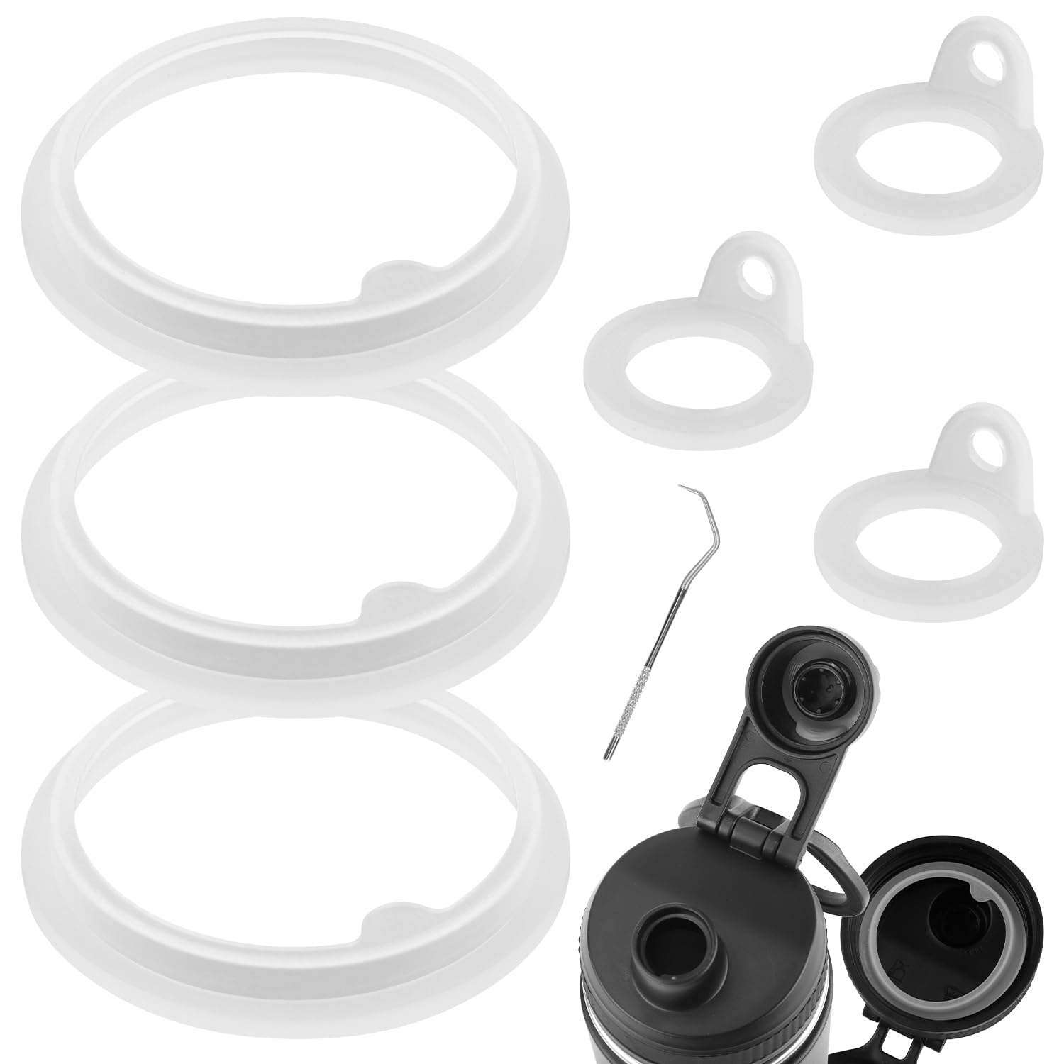 Tinoaly 6pcs Gasket Replacement for TAKEYA Actives, Silicone Lid Sealing Ring Gaskets Leak-Proof O-Ring Parts Accessories Compatible with TAKEYA Actives 18/24/32/40oz Water Bottles (2 Sizes)-image-47