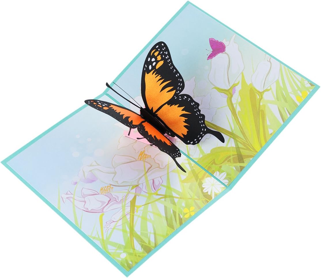 【2018 New BEST】3D Greeting Cards, Butterfly Pop Up Card, Thank You Card for Birthday, Mother's Day, Valentine's Day, Wedding Invitation Anniversary Greeting Envelope Included