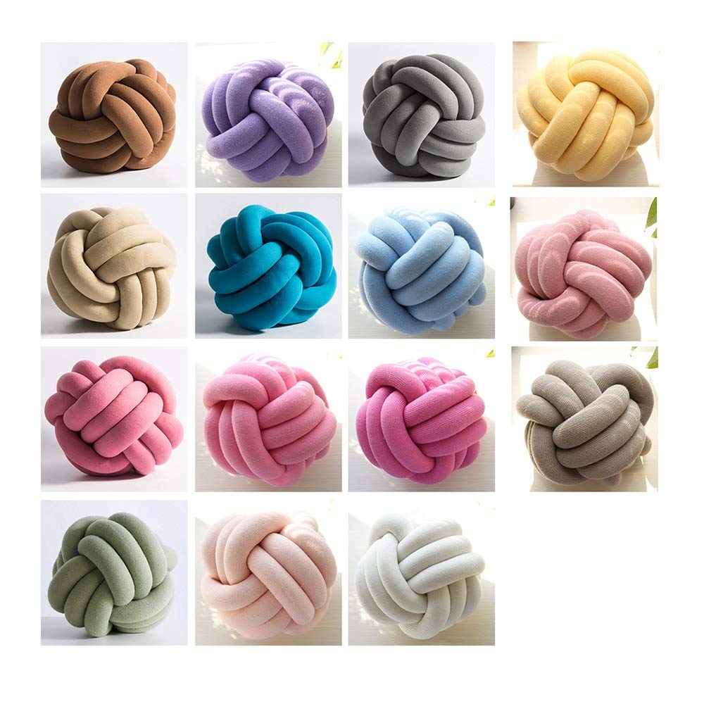 Gruba przędza Aeelike, Gruba przędza wełniana na ramię węzeł poduszka piłka wielokolorowa średnica 25-30 cm samochód domowy(Camel gray)