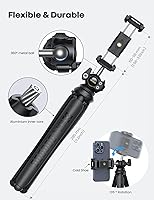 Vista 4 de Lamicall Trípode para iPhone - Trípode Flexible para Teléfono 3 en 1 con Control Remoto Inalámbrico - Soporte de Trípode para iPhone para Grabación