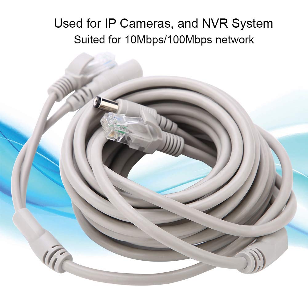 Cavo Ethernet RJ45 DC Ethernet Cavo CCTV Cavo Alimentazione E Dati 10Mbps 100Mbps Per Telecamere IP Sistema NVR(15m-bianco)