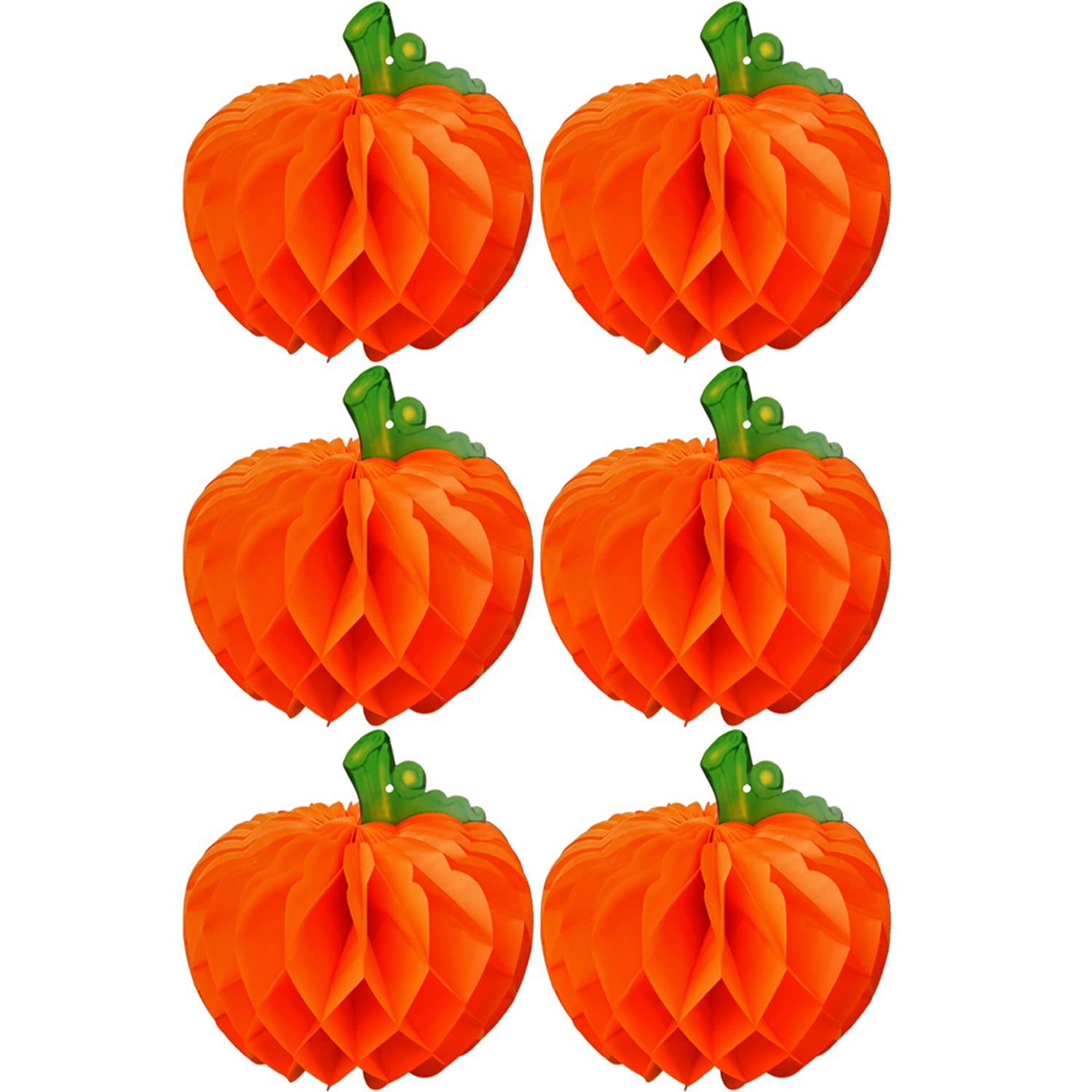 Lot De 6 Lanternes Papier Citrouille 3D Pour Halloween - Décorations En Nid D'abeille, 12x20 Cm - 5