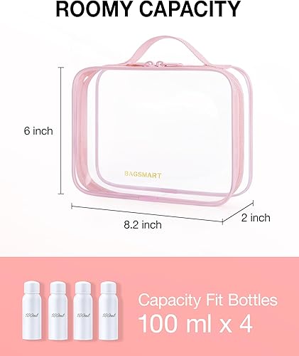 Miniatura 2 de BAGSMART - Bolsa de aseo aprobada por la TSA, organizador de cosméticos y maquillaje transparente, bolsa de viaje de tamaño de cuarto de galón