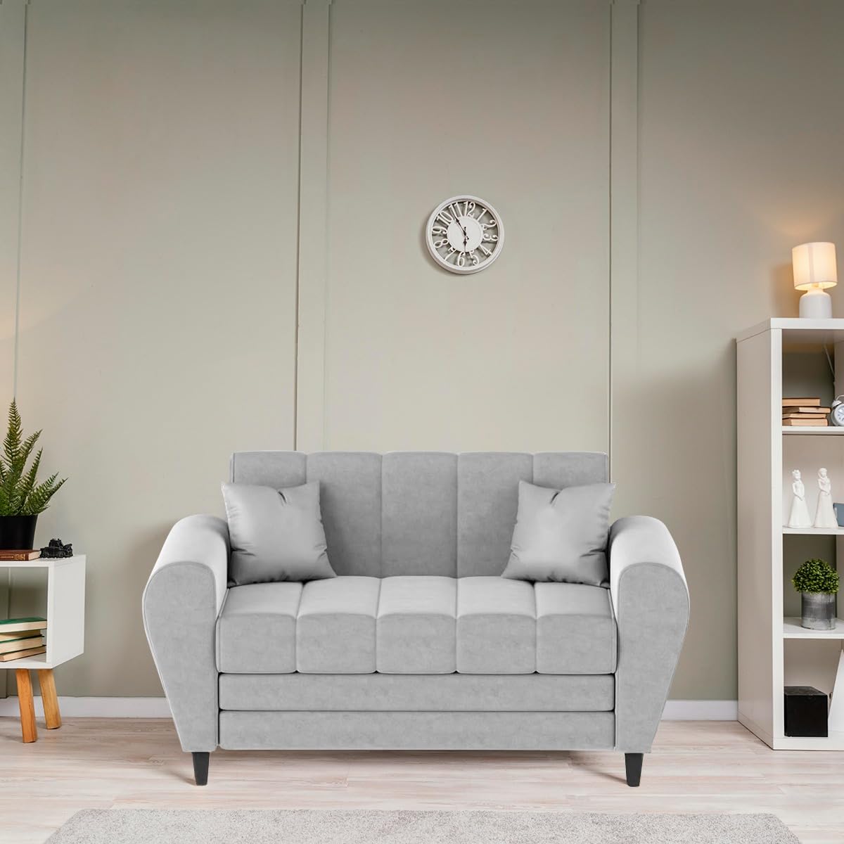Torque - Bali Premium Fabric 2 Seater Sofa for Living Room (Grey) | Stylish Comfortable 2 Seat Sofa Couch with 2 Cushions for Guest Room | 3 Year Warranty-image-43