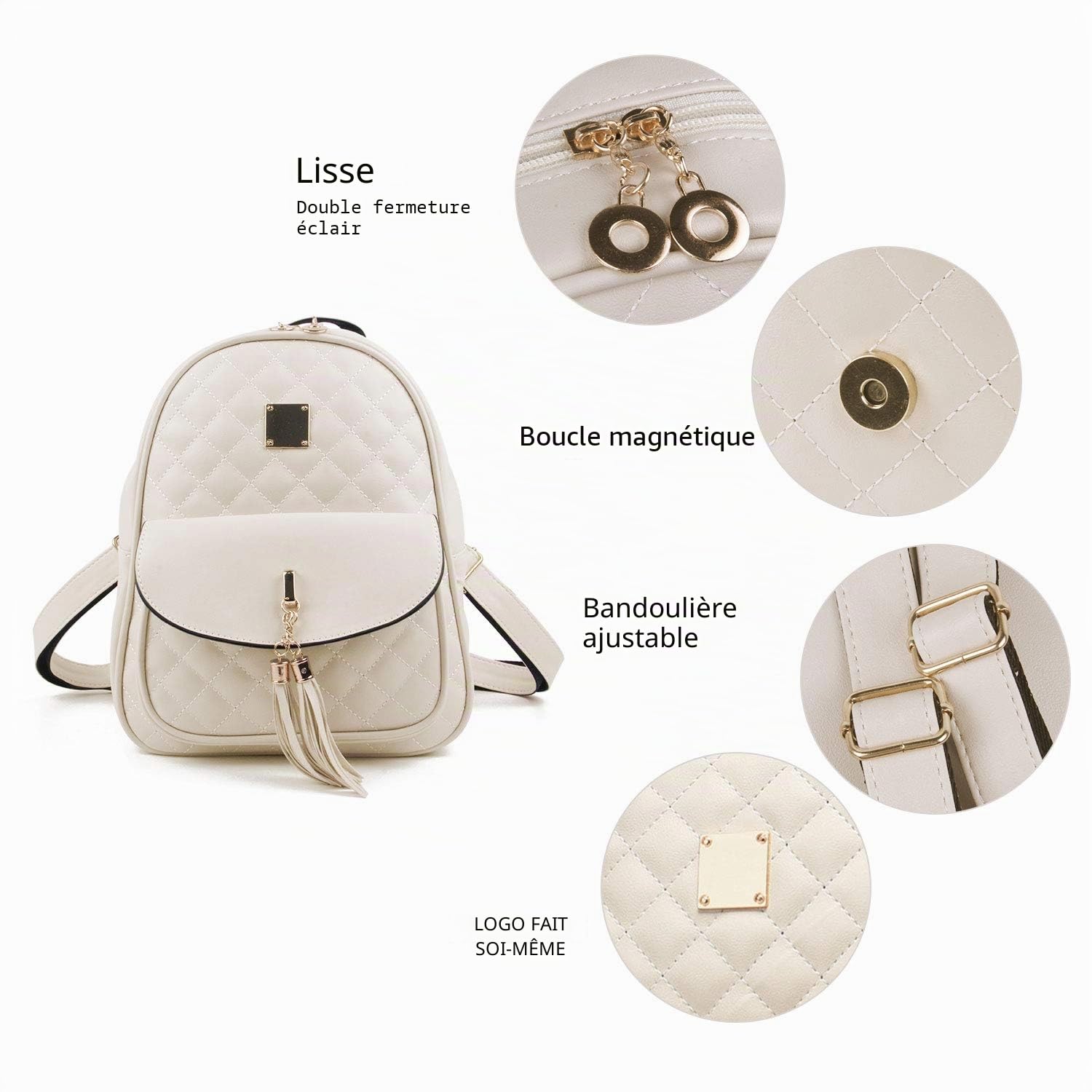 EVEOUT Femmes Faux Cuir Décontractée Sac à Dos Étanche Sac de Voyage Scolaire Sacs de Jour 3 en 1 Sac à Main pour Fille