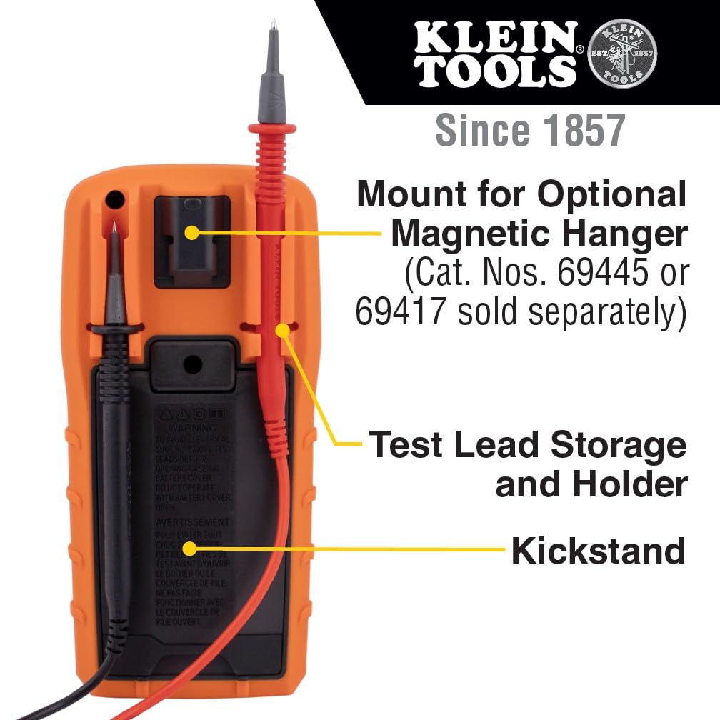 Klein Tools MM720 Digital Multimeter, Auto-Ranging TRMS, Low Impedance (LoZ), 1000V AC/DC Voltage, 10A AC/DC Current, 60 MOhms Resistance — Amazon image 9