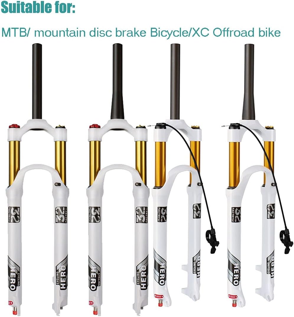 26/27.5/29 Inch MTB Air Suspension Forks Travel 140mm, Rebound Adjust 1-1/8" Straight/Tapered Tube QR 9mm Magnesium Alloy Manual/Remote Lockout Mountain Bike Front Forks