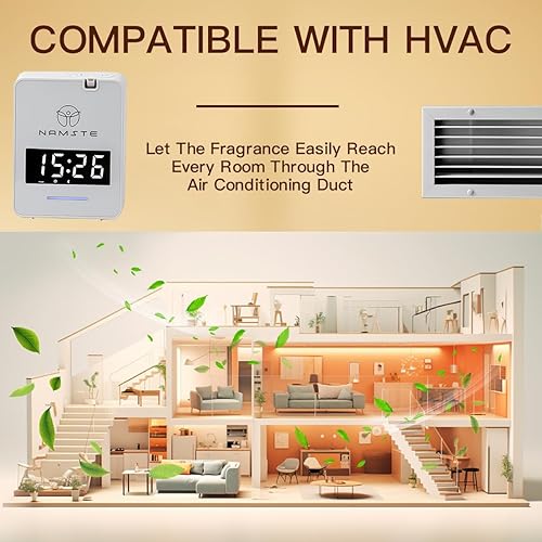 Miniatura 5 de Difusor sin agua Difusor de aceite esencial de 3000 pies cuadrados con reloj Sistema HVAC de colección para toda la casa y hotel, máquina de aroma