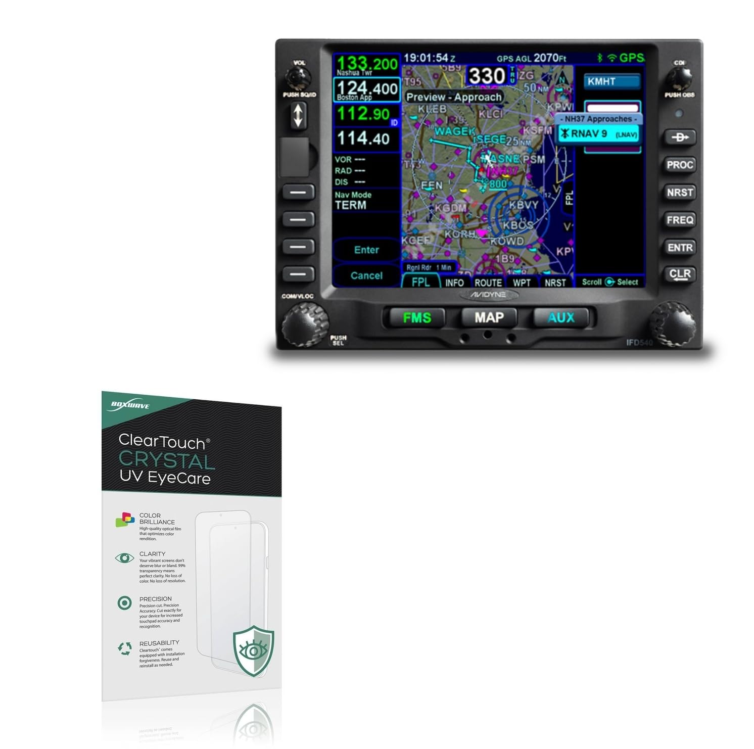 BoxWave Screen Protector Compatible With Avidyne IFD540 - ClearTouch Crystal Anti-UV EyeCare (2-Pack), Filters out Harmful Blue Light Reduce Fatigue