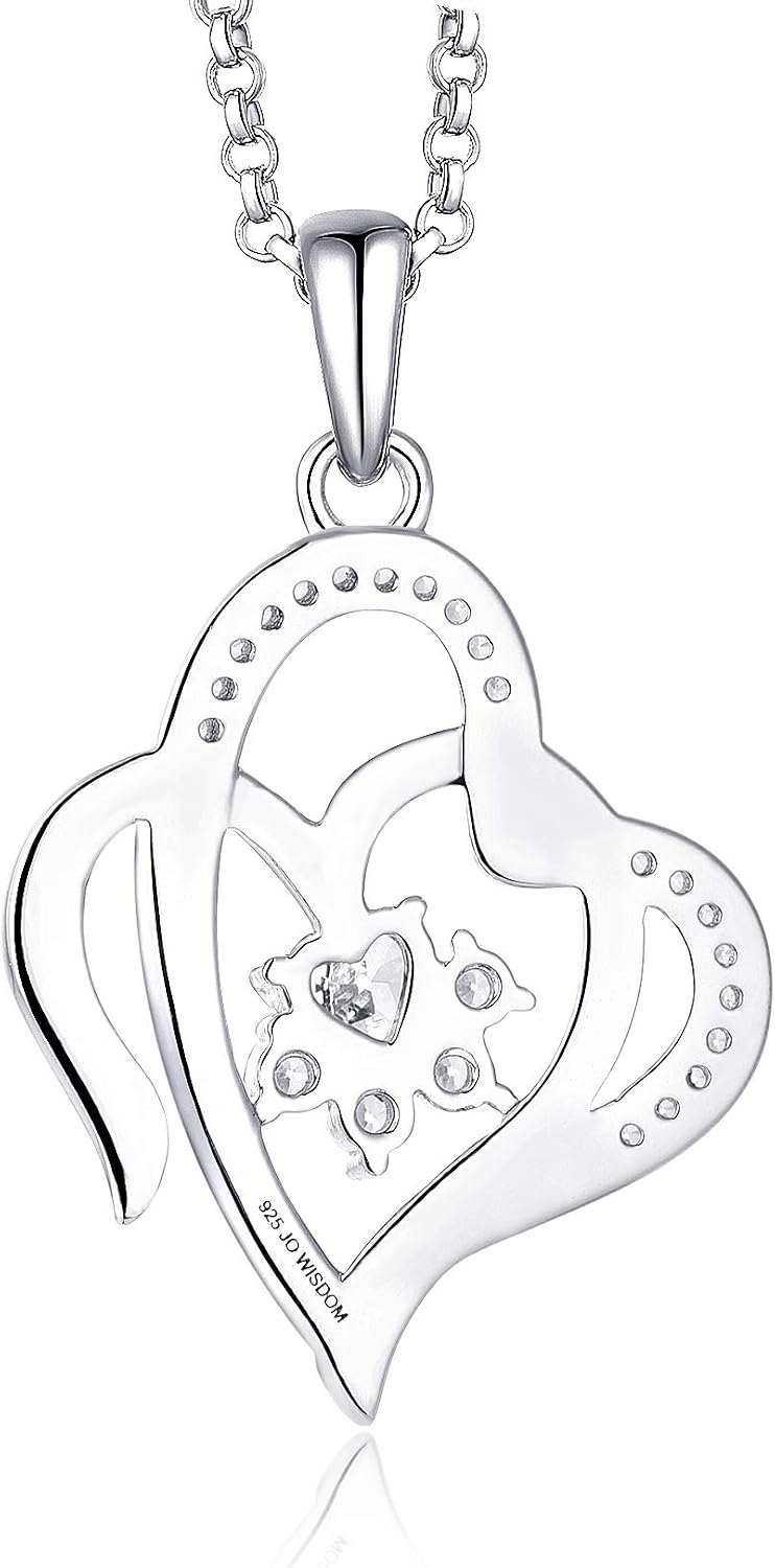 JO WISDOM Women Necklace,925 Sterling Silver Pet Dog/Cat Paw Print Footprint Love You from My Heart Necklace with AAA Cubic Zirconia - Image 3