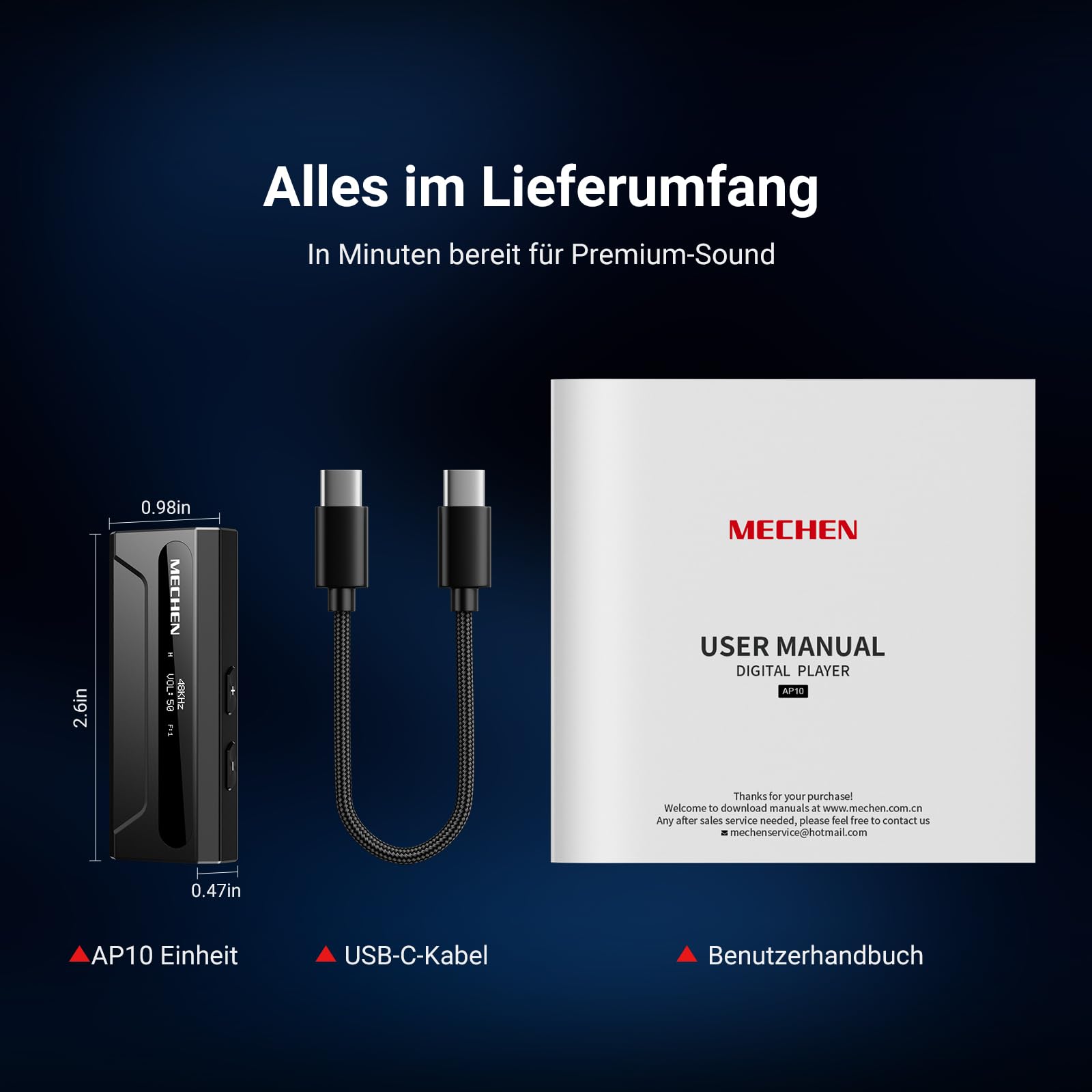 MECHEN AP10 Kopfhörerverstärker DAC mit ES9028Q2M & ES9603Q, Unterstützt 384kHz/DSD256, Duale Ausgänge 3,5mm+4,4mm, für Smartphone/PC/Laptops/Player