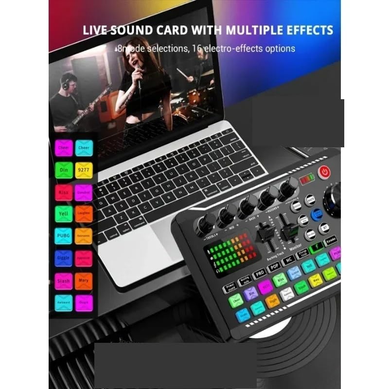 Mixer DJ, Scheda audio live F998 e interfaccia con effetti mixer DJ cambio voce, Bluetooth