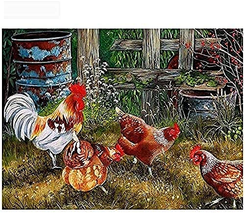 Broderie facile poulet de ranch : kit de point de croix estampillé adulte pour salon rustique