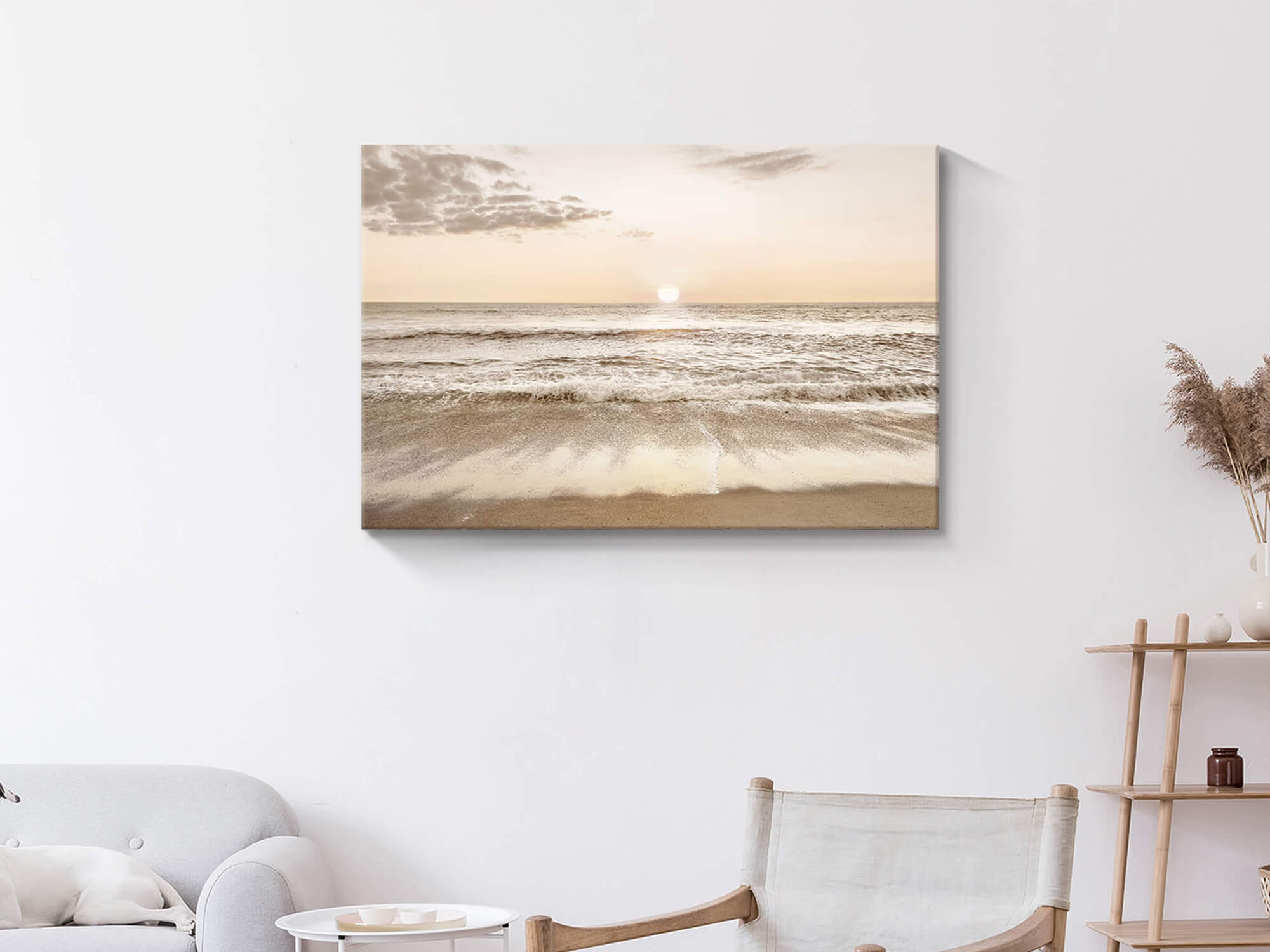 Amazon.com: SunFlax Seascape Sunset Shoreline Canvas Framed Wall