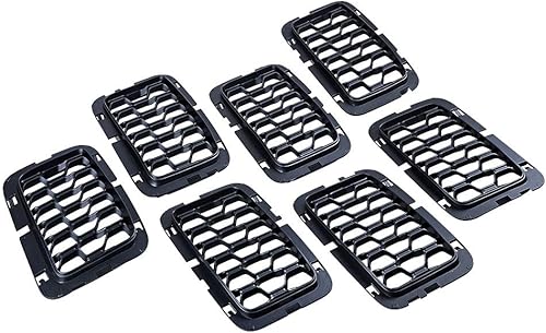 Miniatura 6 de 7 piezas de rejilla frontal de nido de abeja negro para parrilla de coche compatible con Jeep Grand Cherokee 2017 2018 2019 2020 2021