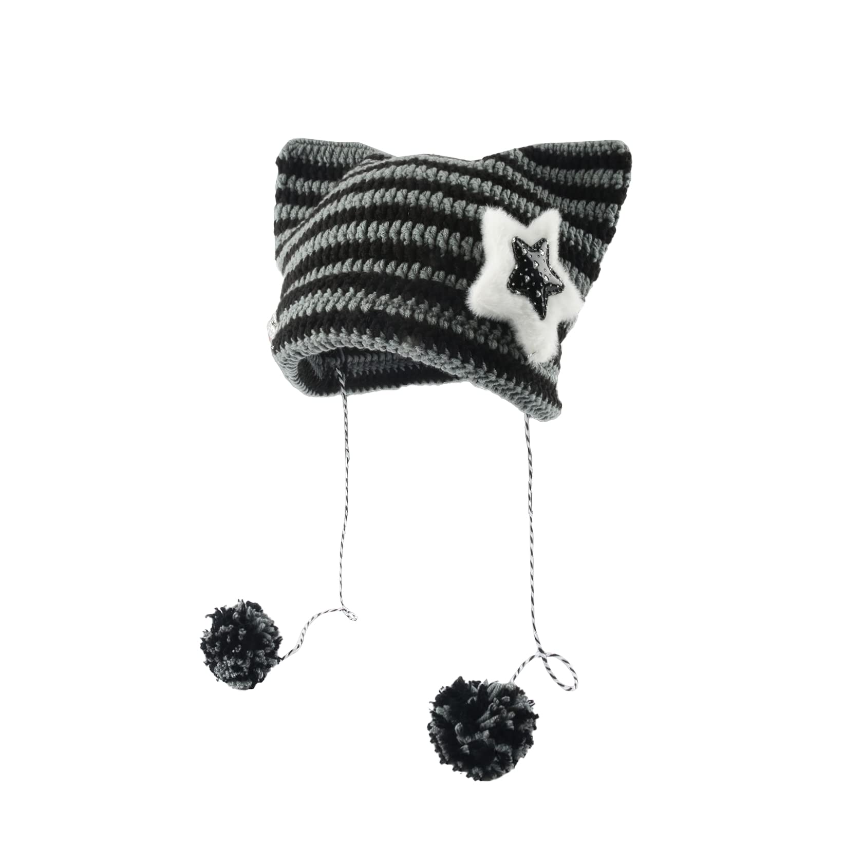 Crochet Hats for Women Vintage Beanies Women Fox Hat Grunge Goth Beanies Hat Y2K Accessories Slouchy Beanies for Women