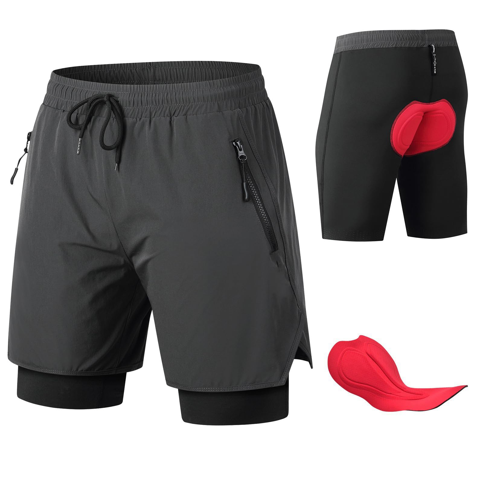 Traspiranti Uomo Pantaloncini Da Ciclismo Con Gel 4D, Asciugatura Rapida Donna Pantaloncini Da Ciclismo MTB Elasticizzati Leggeri Uomo Vestibilità Ampia Pantaloncino Cargo