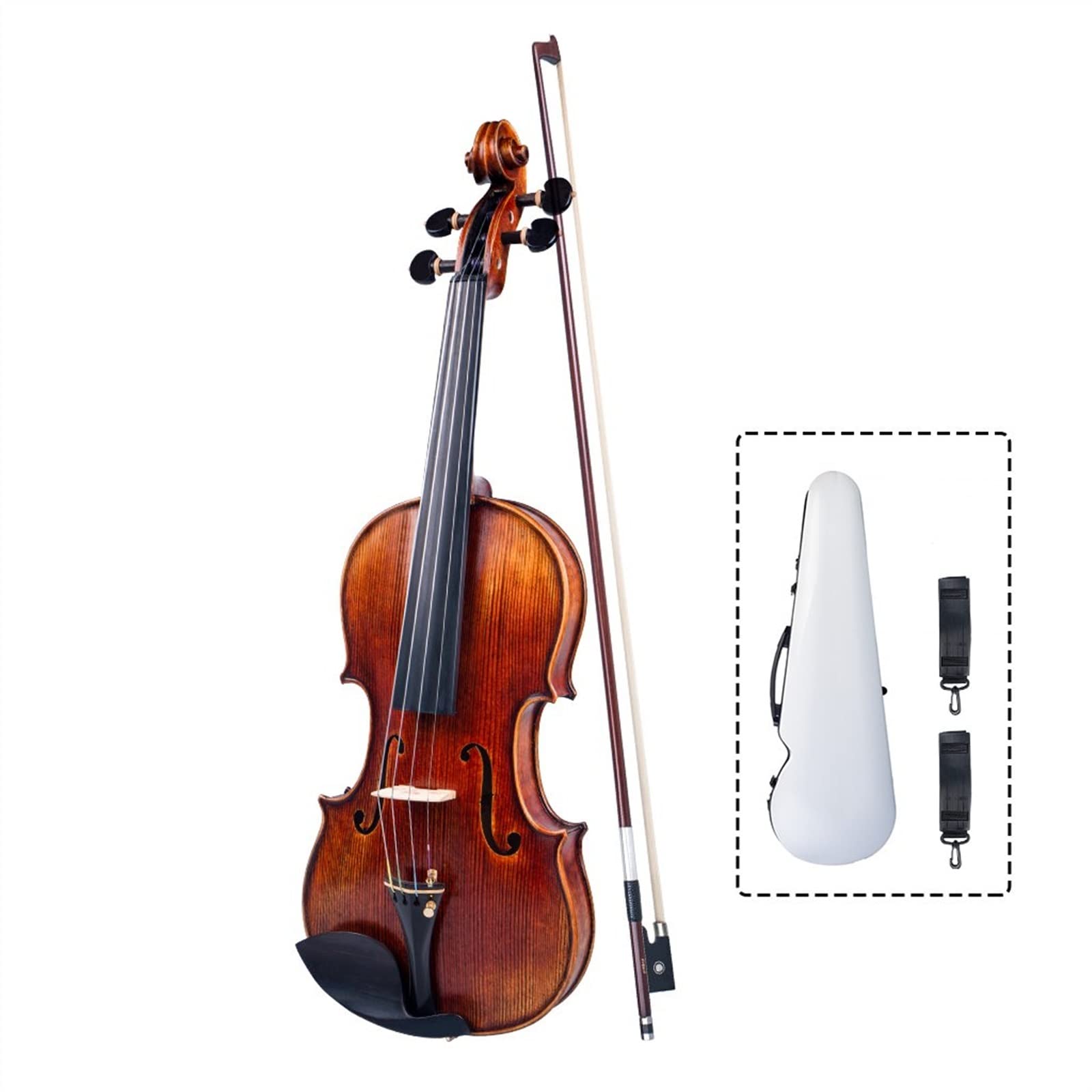 Violon Student Kit Violino 4/4 con Custodia per Violino in Fibra di Carbonio Arco in Legno Brasiliano