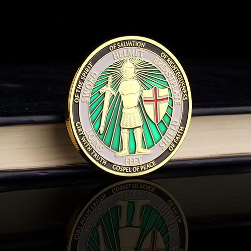 Miniatura 6 de Ponte la moneda de desafío de armadura completa de Dios, moneda conmemorativa de oración medallón coleccionable
