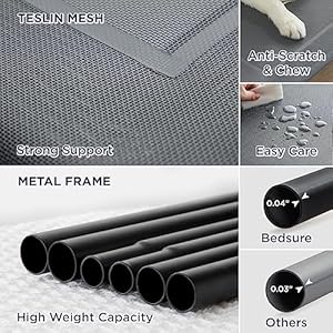 Bedsure Elevated Raised Cooling Cots Bed for Large Dogs, Portable Indoor & Outdoor Pet Hammock with Skid-Resistant Feet, Frame with Breathable Mesh, Grey, 49 inches Bedsure Elevated Raised Cooling Cots Bed for Large Dogs Portable Indoor Outdoor Pet Hammock with Skid Resistant Feet Frame with Breathable Mesh Grey 49 inches