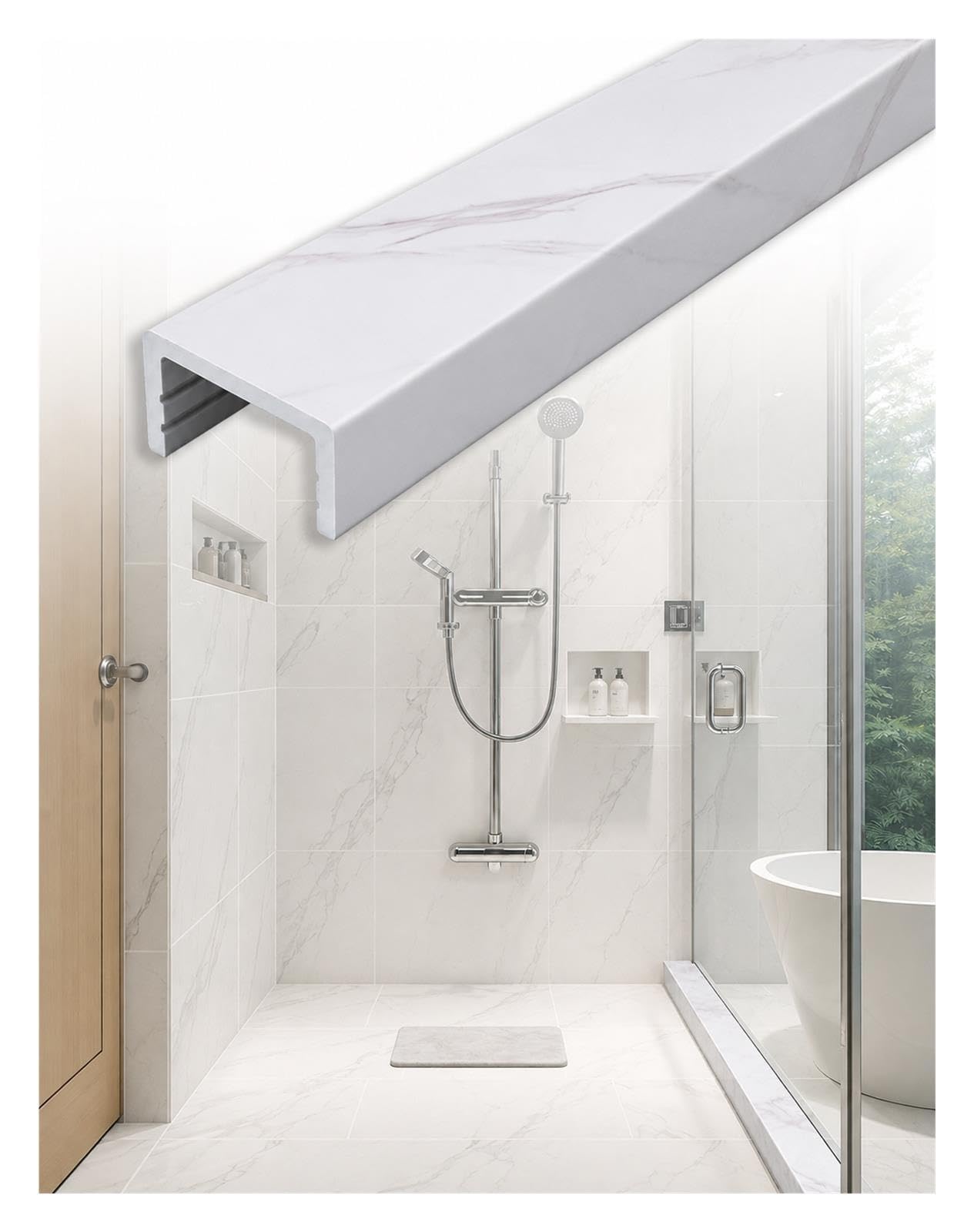 Barriera Acqua PVC per Doccia, Soglia Doccia per Bagno e Lavanderia