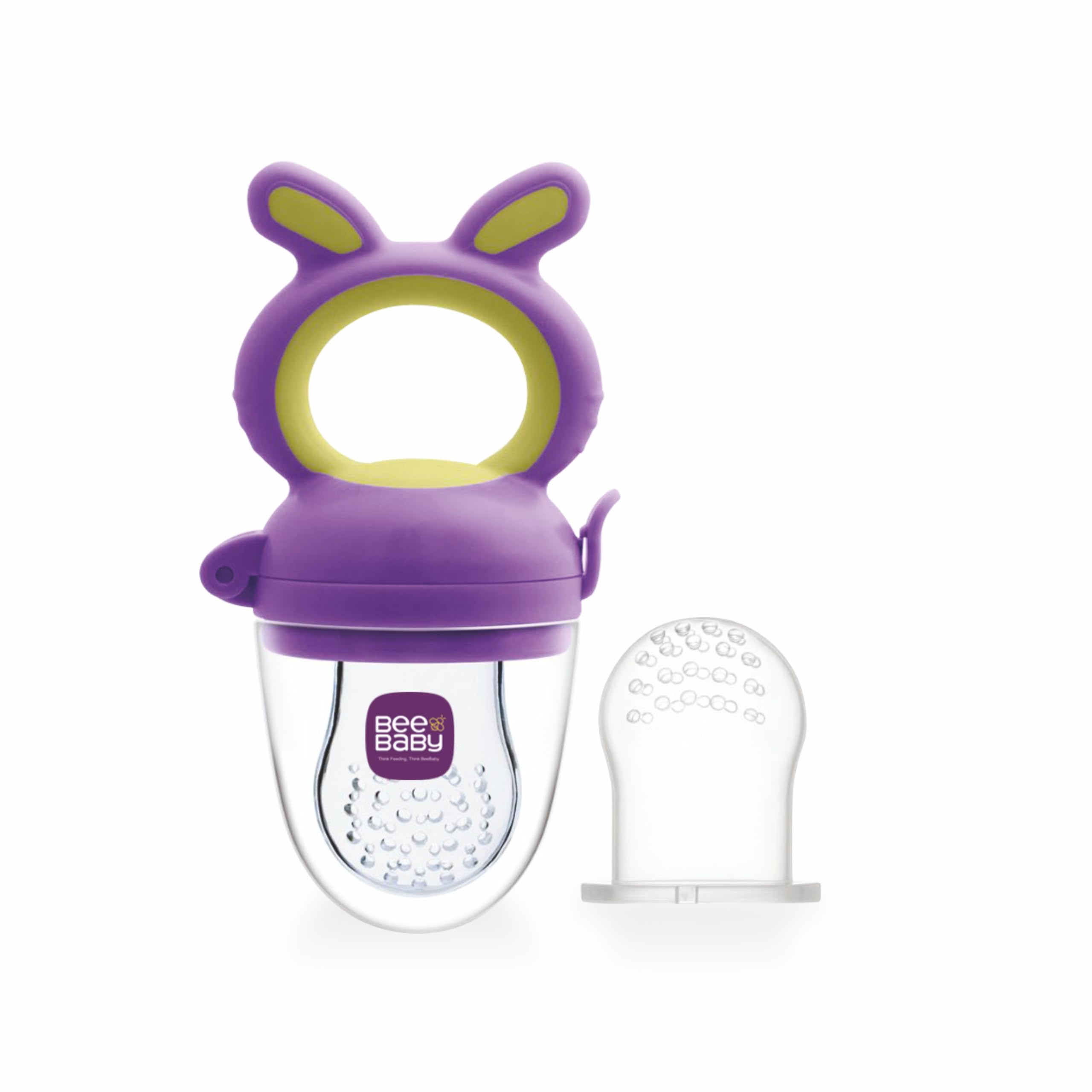 BeeBaby Soft Silicone Nibbler with Extra Mesh for Babies, Baby Fruit & Food Feeder, Anti Choking Fruit Pacifier, Teether for Infant, 100% BPA Free, 3 Months+ (Chewy - Violet)-image-28
