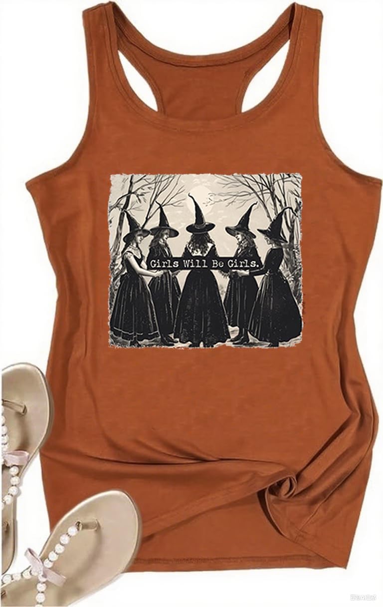 Halloween Tank Tops for Women Basic Witch Halloween Tank Tops Women Vintage Graphic Ghost Shirt Pumpkin Graphic