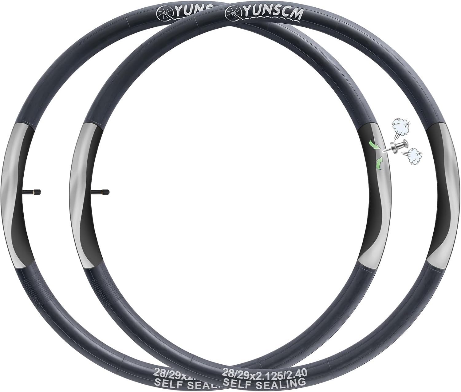2-PCS 28"/29" Self Sealing Bike Tubes AV32mm 29x2.125/2.2/2.25/2.3/2.35/2.4 Super Automatic Repair Puncture Resistant 28/29 x 2.125-2.40 Bicycle Tire Tubes Schrader Valve