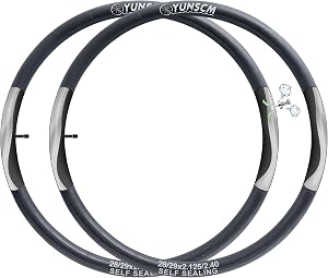 2 camere de bicicletă YunSCM auto-etanșante, groase, 28-29 inchi, 57-64 622, 28-29x2.125 2.25 2.30 2.35 2.40, ventil AV 32 mm