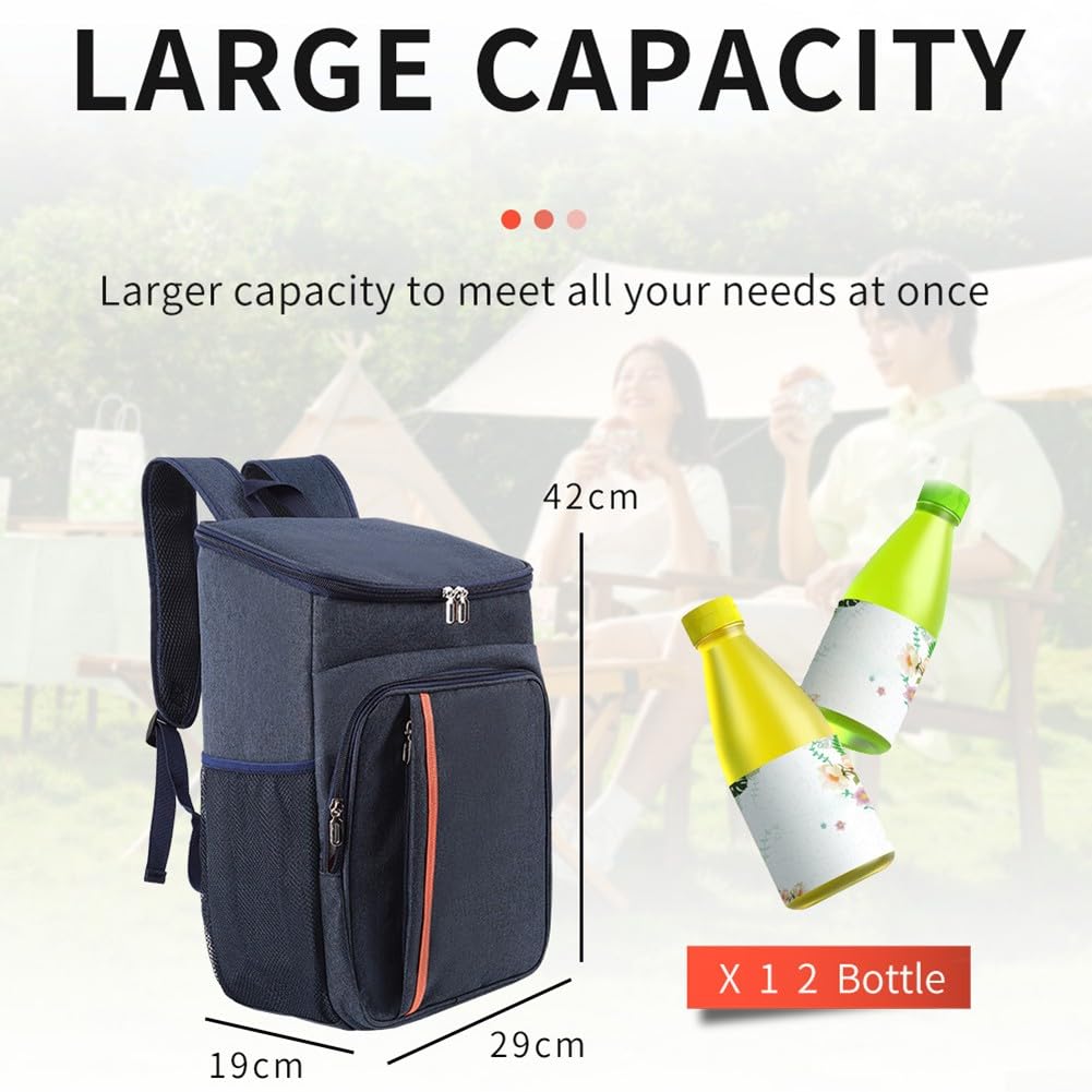 DAZZLEEX Zaino termico,Zaino refrigerante da 18L, borsa termica a prova di perdite, borsa termica termica per picnic, per spiaggia, campeggio, escursionismo, picnic (nero)