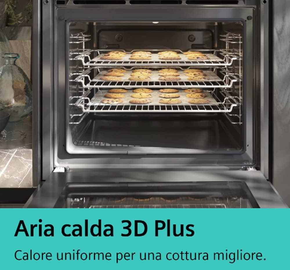 Siemens HB573ABR0 - Forno pirolisi da incasso a pirolisi nero e acciaio inox, multifunzione, calore rotante, 71 litri, porta fredda (4 vetri), classe energetica A Siemens HB573ABR0 - Forno pirolisi da incasso a pirolisi nero e acciaio inox, multifunzione, calore rotante, 71 litri, porta fredda (4 vetri), classe energetica A