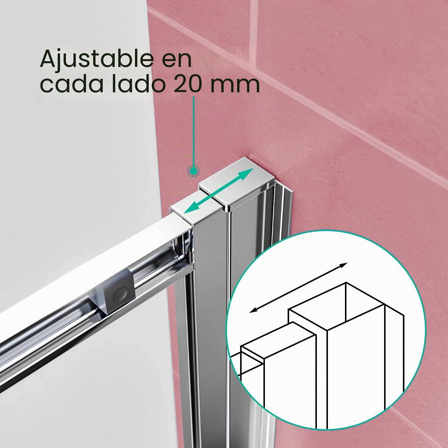 Sirhona - Cabina de ducha completa, deslizante, 76 x 76 x 185 cm, doble puerta de ducha deslizante de cristal 5 mm, acabado cromado
