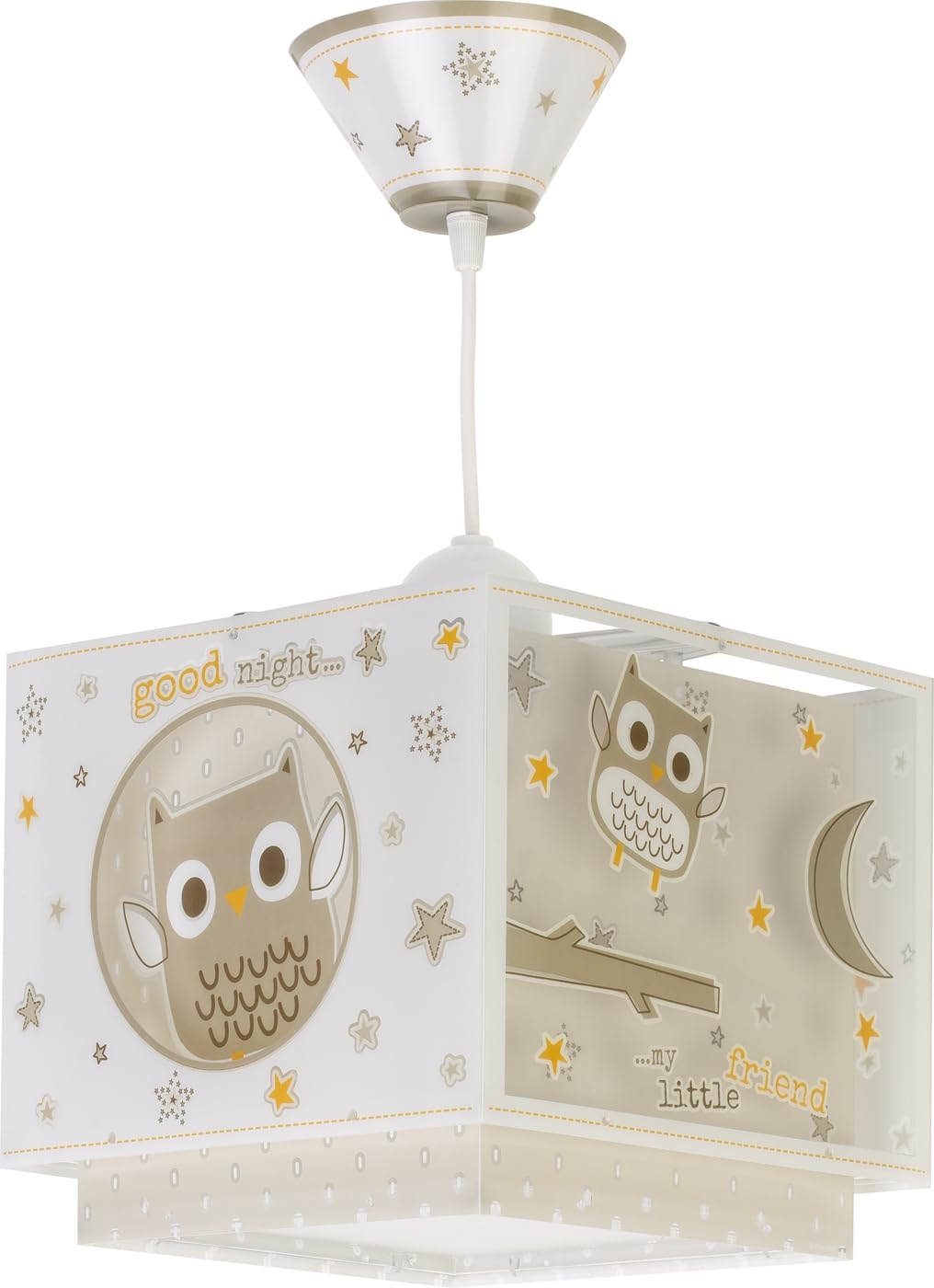 Dalber Lámpara Techo Colgante Infantil Good Night Búho 63392M E27 | Incluye difusor de luz inferior extraible; Habitación niños; lámparas infantiles; animales