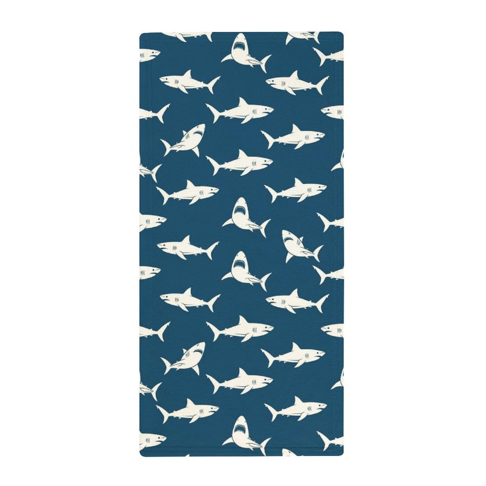 Anceky Multi-Use Kitchen Towels, Shark Fierce Blue Absorbent Guest Towels for Hotels, Gym & Quick-Dry Face Care