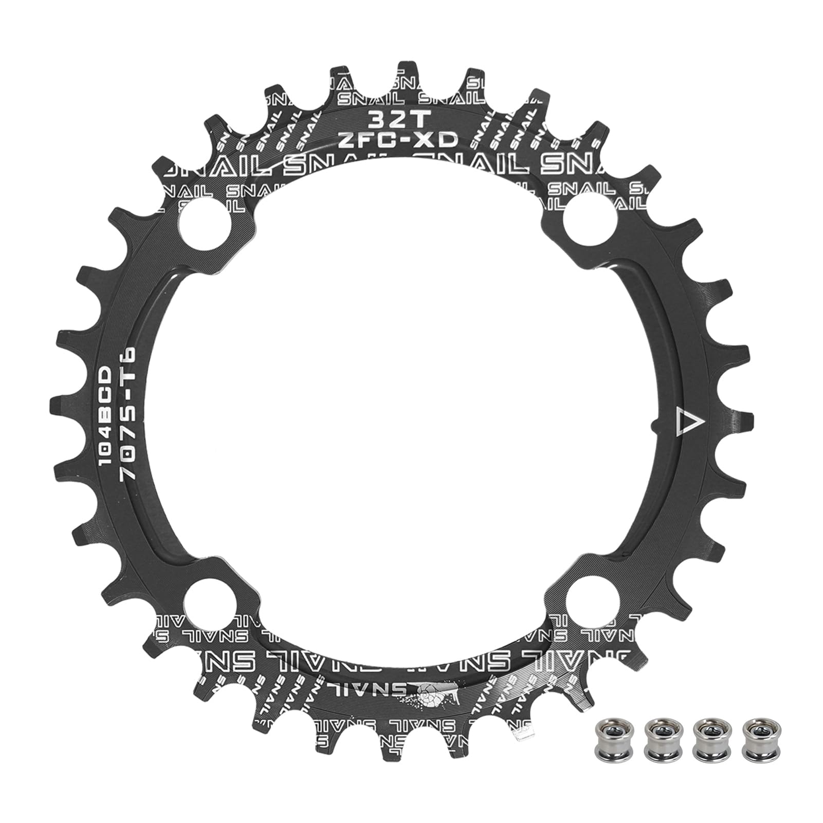BESNIN Bike Chainring 104 BCD 30T 32T 34T 36T 38T 40T 42T 44T 46T 48T 50T 52T Round Narrow Wide Single Chain Ring for 7 8 9 10 11 12 Speed MTB BMX Road Bike (Black, 32T) โ image 1