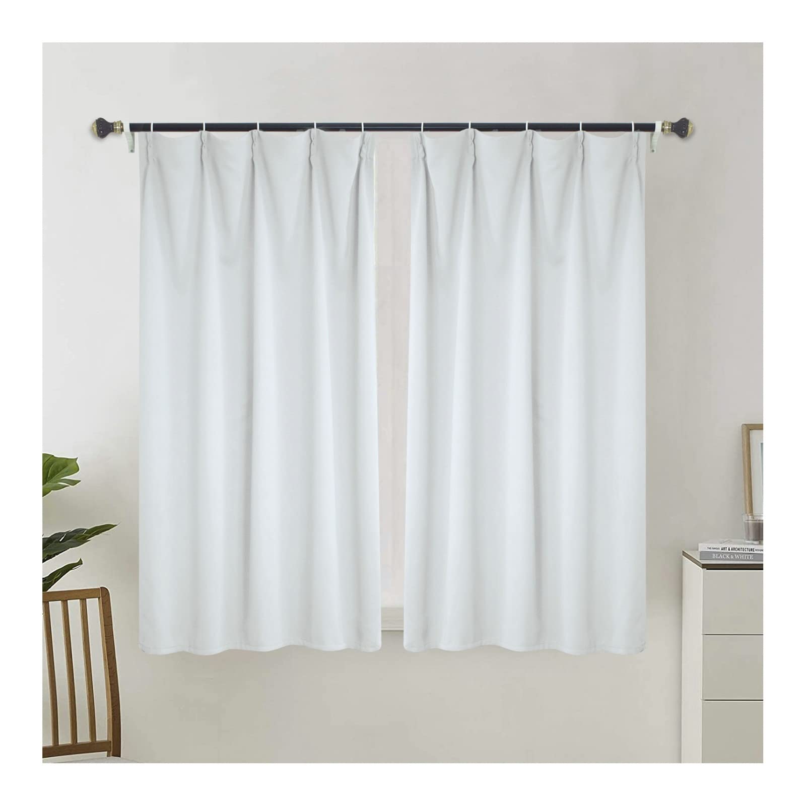 Rideaux occultants blancs 200x110cm en polyester uni moderne pour salon