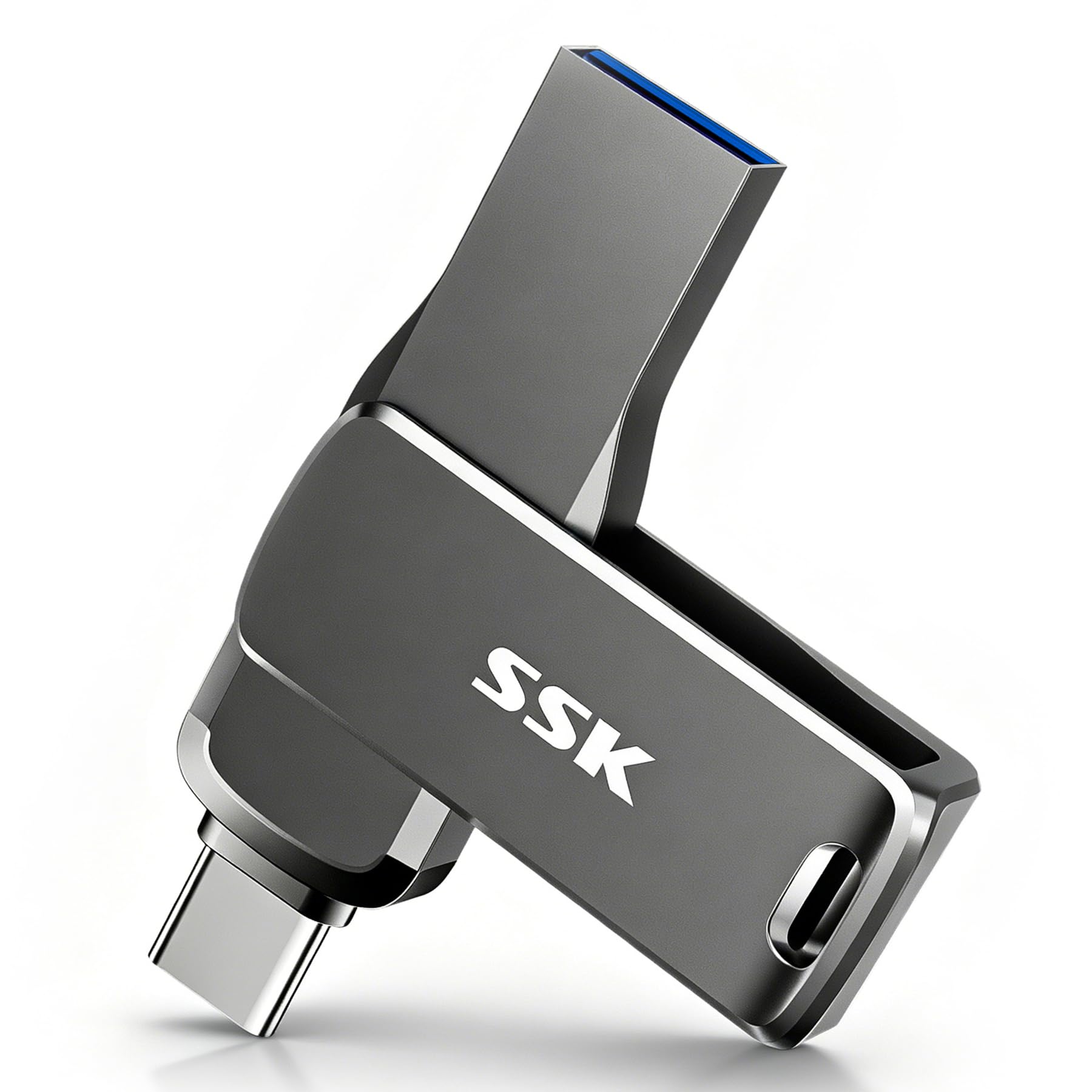 SSK 64GB USB Flash Drive,Up to 450MB/s Read,2 in 1 USB C+A Thumb Drive | USB 3.2 Gen 2 Memory Stick, 1GB in 2.3s, Zinc Alloy Keyhole, for iPhone 15/16/17, Android, Laptop, Car Audio-image-7