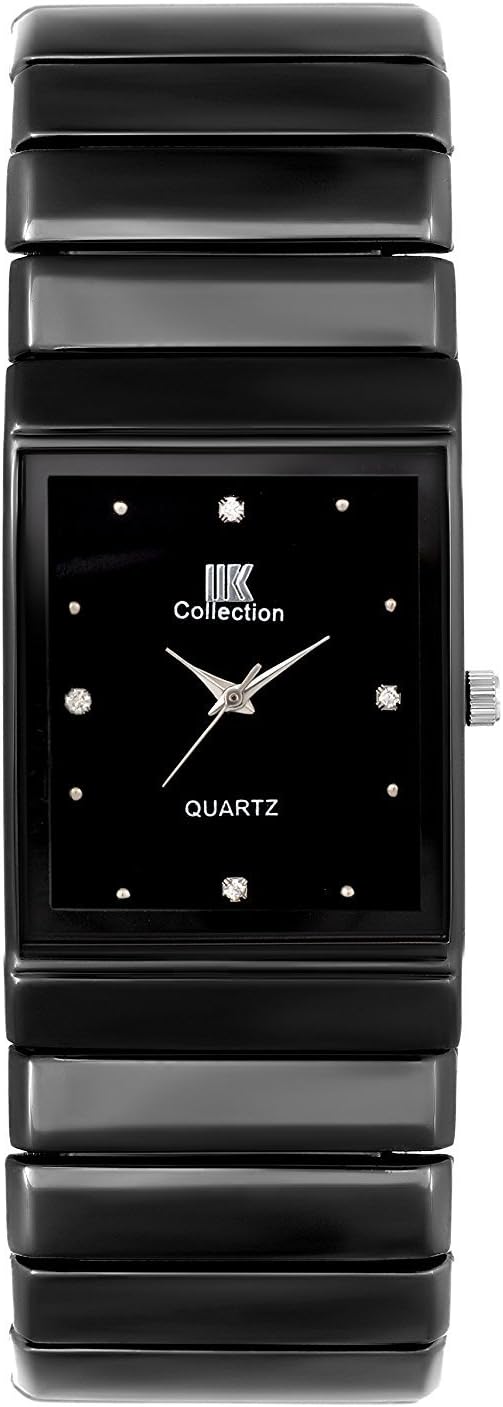 Reactangle Studded Dial Metalic Bracelet Chain Strap Analogue Wrist Watch for Men and Boys