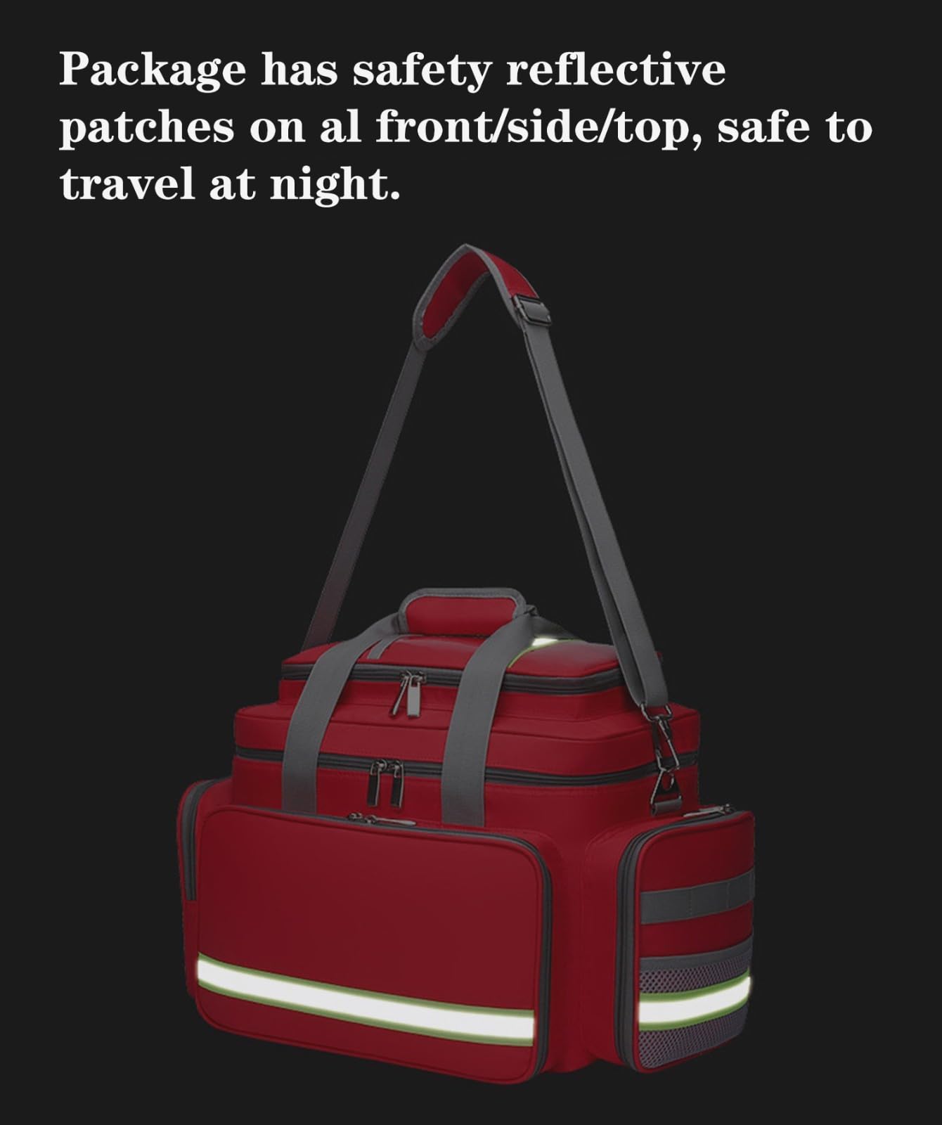 Bolsa Vacía para Traumatismos Médicos De Emergencia,Botiquin,Bolsa De Primeros Auxilios Grande con Separadores Desmontables, Ideal para EMT, EMS, Cuidado De La Salud En El Hogar, Coche,Casa A