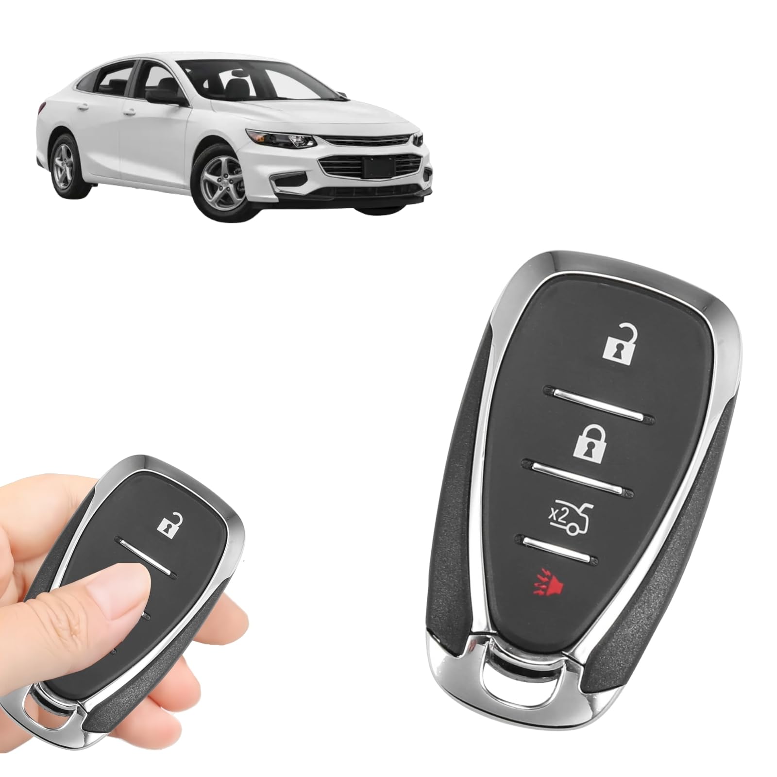 4 Button Keyless Entry Replacement Proximity Smart Remote HYQ4EA 433 MHz 46 Chip Compatible with Chevy Malibu 2016 to 2021 FCC ID 13508771 13508771A 13584504 13584504E Vehicle System