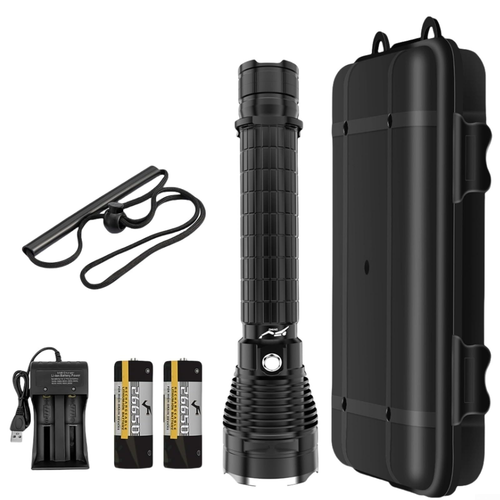 FACAIIO Lampe torche de plongée étanche rechargeable 4000 lm pour la plongée, l'escalade, le camping, la pêche, la spéléologie (F)