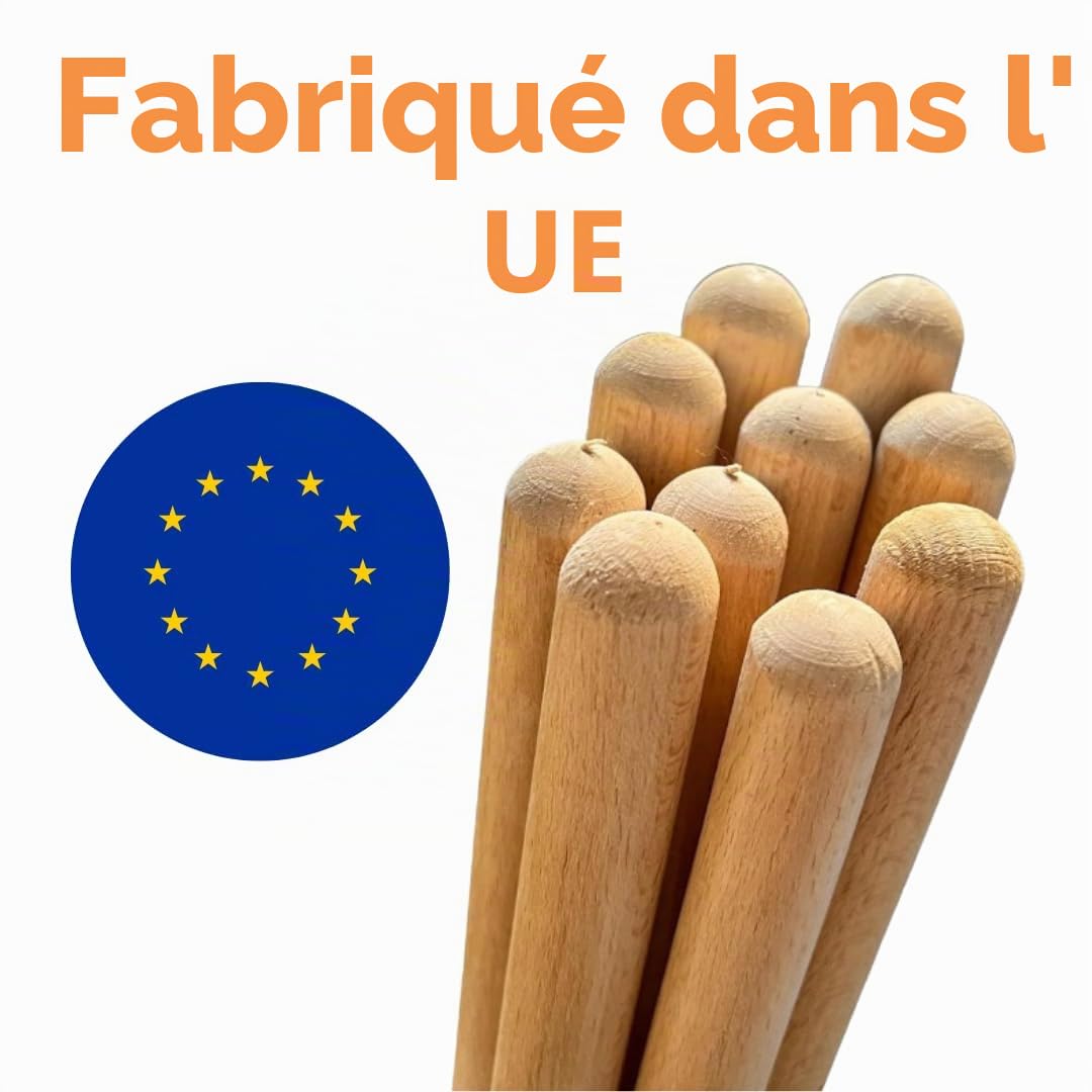 Lot de 10 manches de rechange en bois de hêtre, 170 cm, manche en bois de hêtre, manche Ø 27 mm, manches en bois pour outils de jardin, hachoirs de jardin