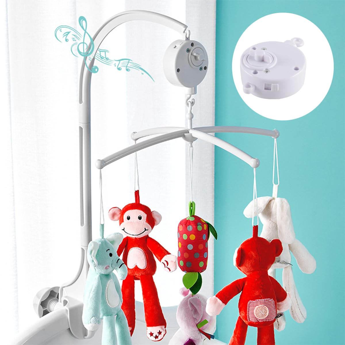 Mobile musical pour berceau, boîte à musique, mobile musical portable avec crochet rotatif, pour décoration de chambre d'enfant